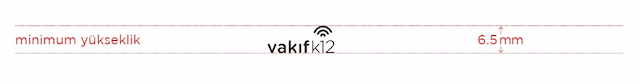 2. Vakıf logosunun kullanılabileceği minimum yükseklik 6,5 mm’dir.